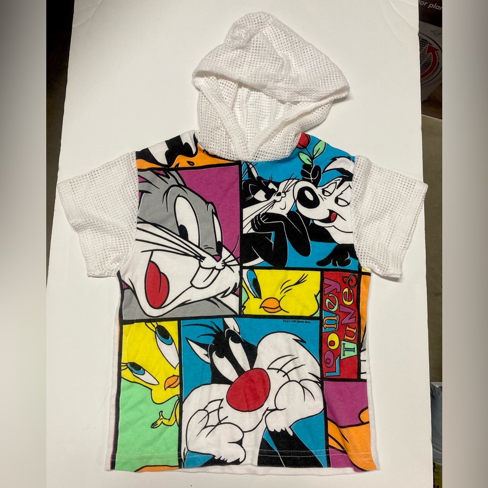 READ Description! Vintage Kid’s Looney Toons Short Sleeve Hooded T Shirt 1995